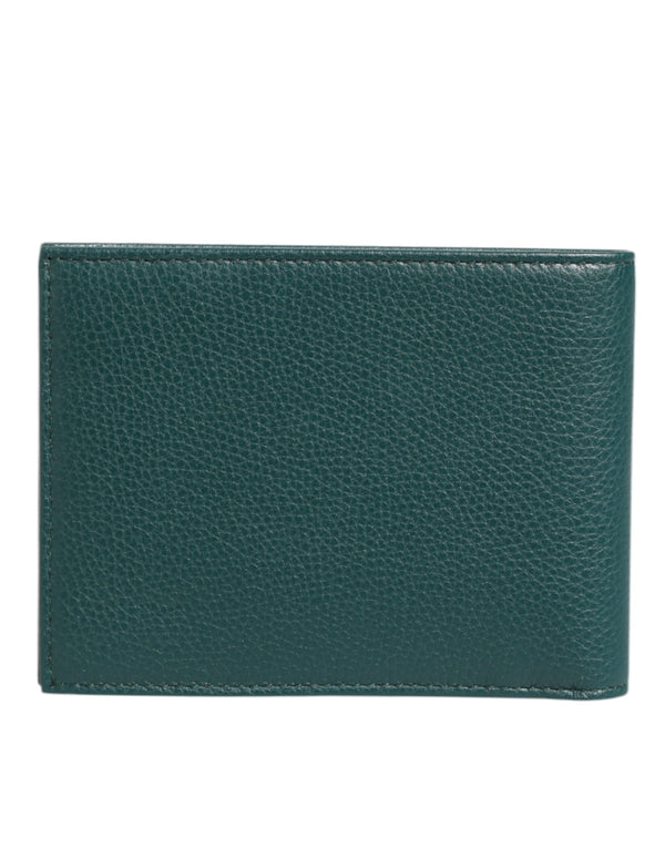 Dolce & Gabbana Green Leather DG Logo Engrave Bifold Card Holder Wallet