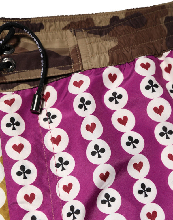 Dolce & Gabbana Multicolor Playing Card Camouflage Shorts Swimwear