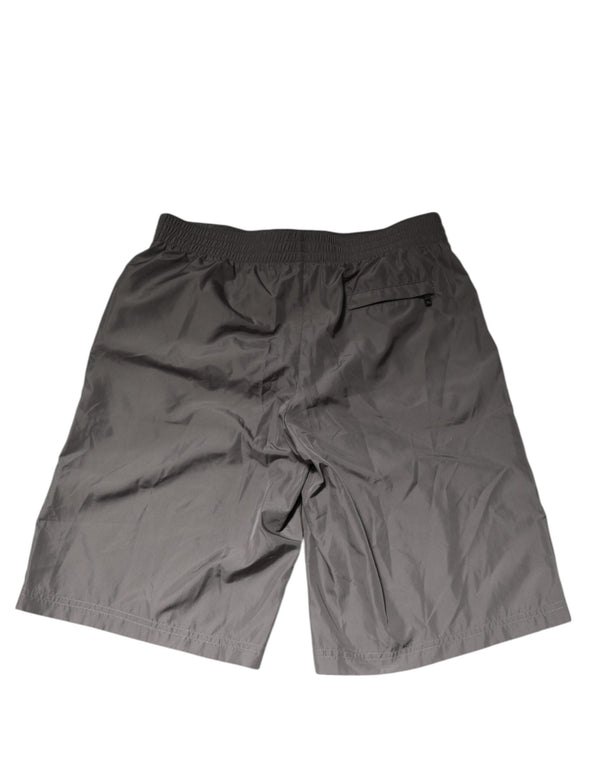 Dolce & Gabbana Light Gray Nylon Elastic Waist Shorts Swimwear