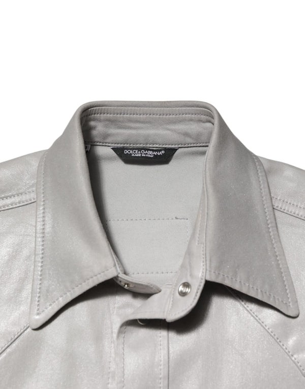 Dolce & Gabbana Metallic Gray Cotton Button Down Men Shirt