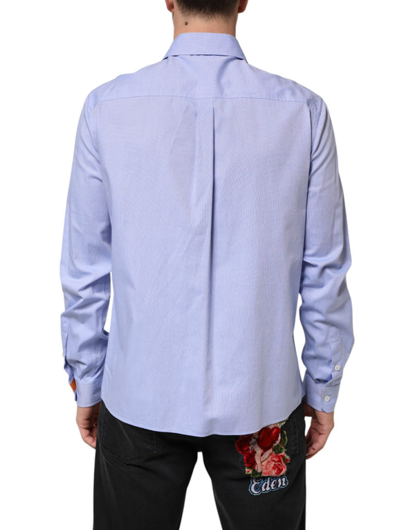 Dolce & Gabbana Light Blue Cotton Teddy Bear Long Sleeve Shirt