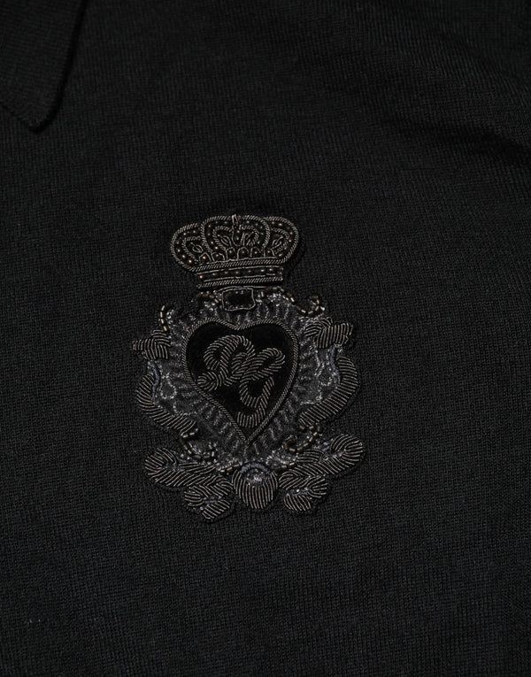 Dolce & Gabbana Black Cashmere Polo Men Longsleeves Sweater