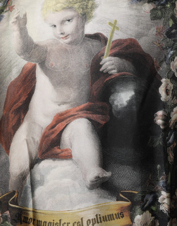 Dolce & Gabbana Black Cashmere Cherub Print Baroque Sweater