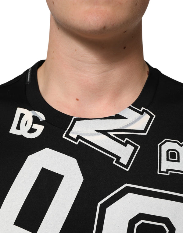 Dolce & Gabbana Black Cotton Letter Print Short Sleeve T-shirt