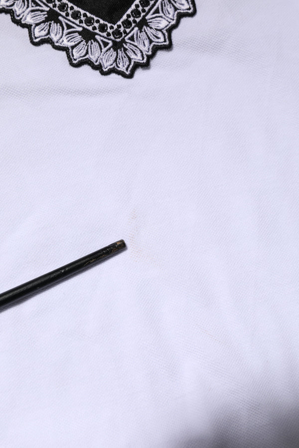 Dolce & Gabbana White Cotton DG Heart Logo Embroider T-shirt