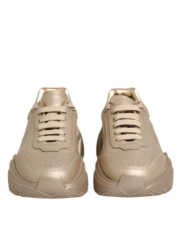 Dolce & Gabbana Gold Leather Daymaster Women Sneaker Shoes