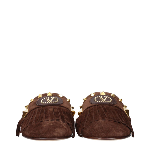 Valentino Garavani Brown Leather Slippers Sandals