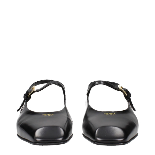 Prada Black Leather Flat Sandals