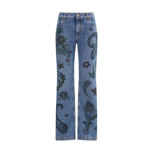 Etro Flower and bee print flare Jeans