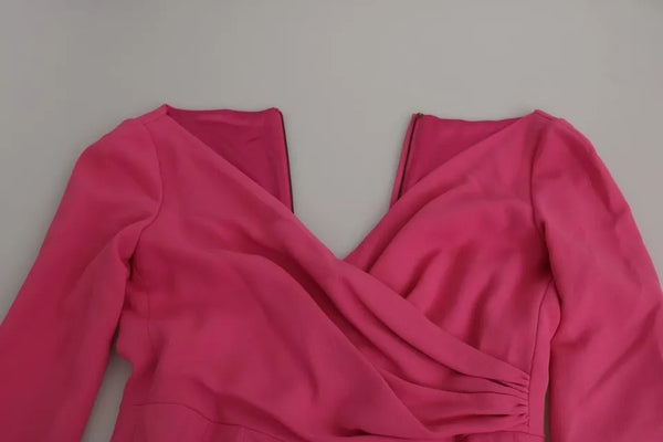Dolce & Gabbana Pink Plunging Bodycon Sheath Mini Rayon Dress