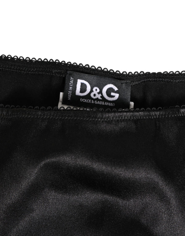 Dolce & Gabbana Black Satin Stretch Slip Brief Women Underwear