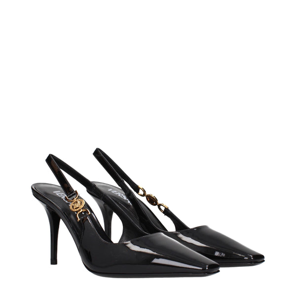 Versace Black Leather High Heel Pumps