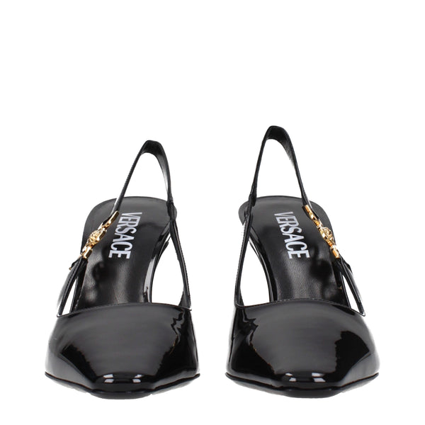 Versace Black Leather High Heel Pumps