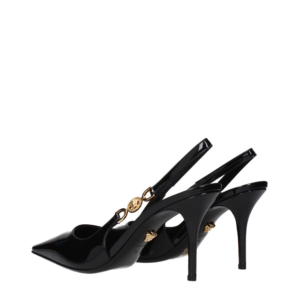 Versace Black Leather High Heel Pumps