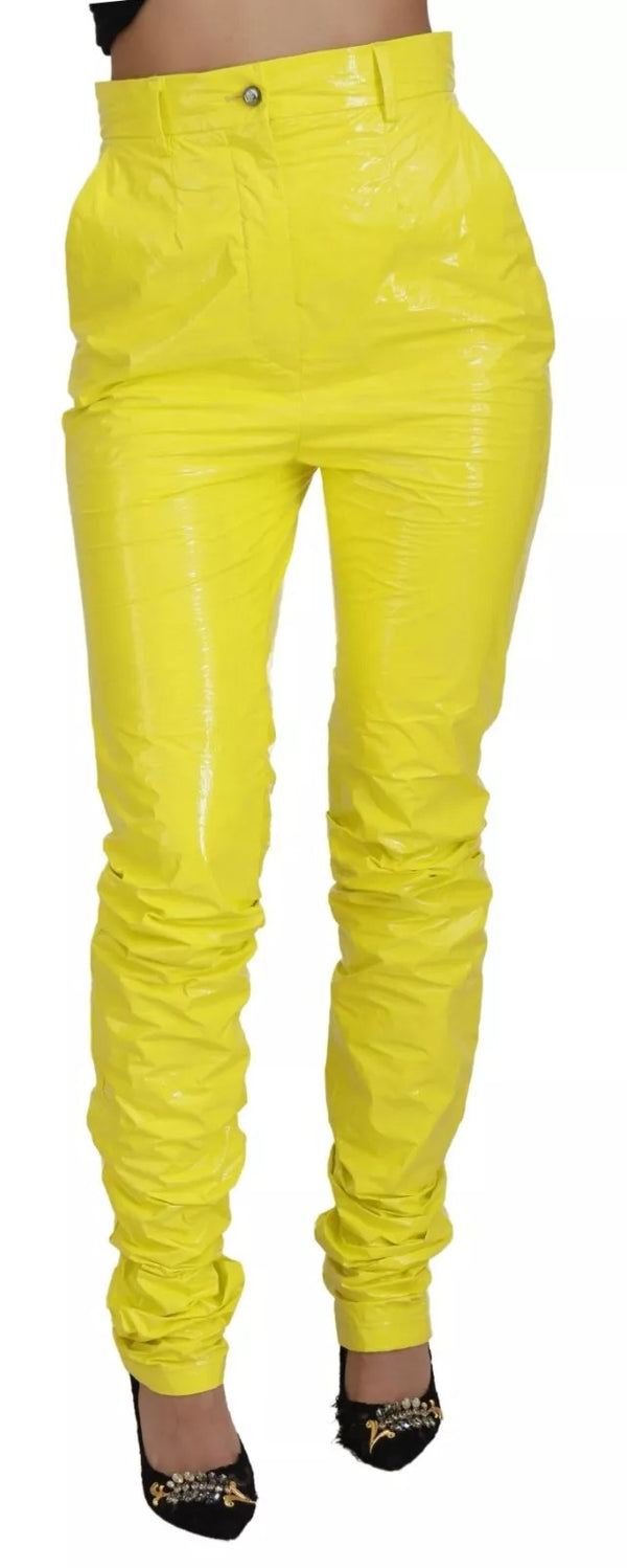 Dolce & Gabbana Yellow High Waist Skinny Women Trouser Pants