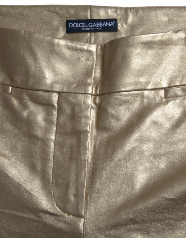 Dolce & Gabbana Gold High Waist Skinny Women Metallic Pants