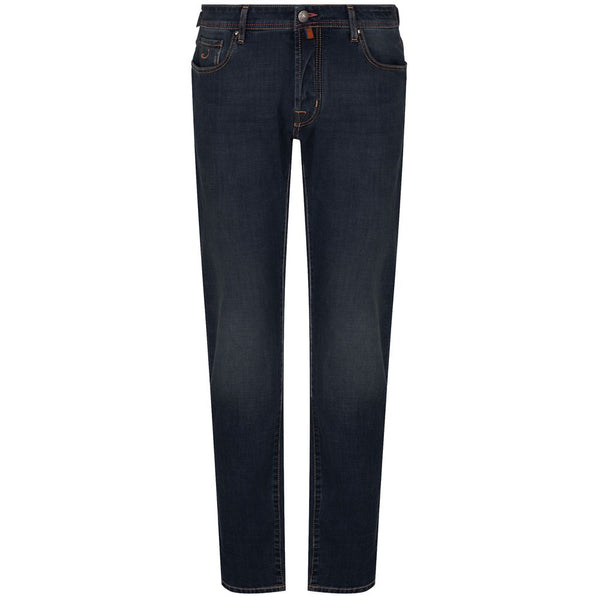 Jacob Cohen Blue Cotton Men Jeans with Orange Stitching