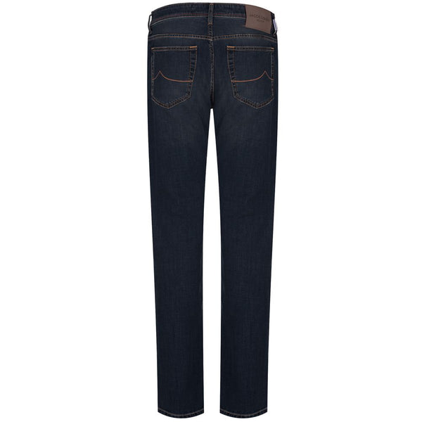 Jacob Cohen Blue Cotton Men Jeans with Orange Stitching