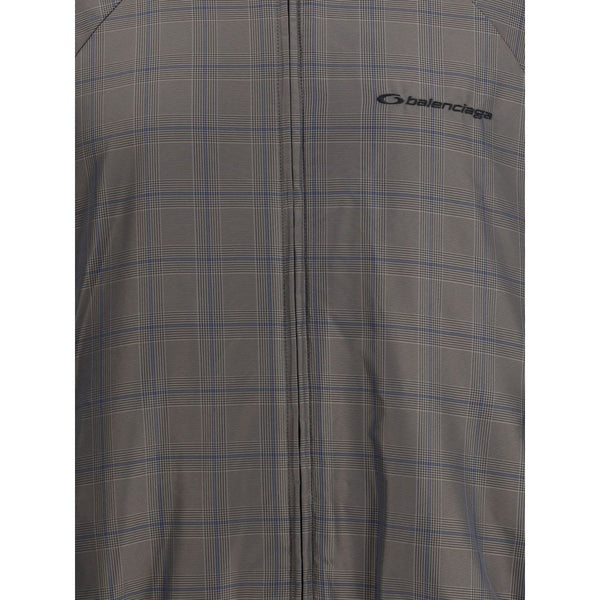Balenciaga Zipped Jacket with Brown and Blue checked motif