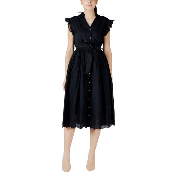 Vila Clothes Black Cotton Midi