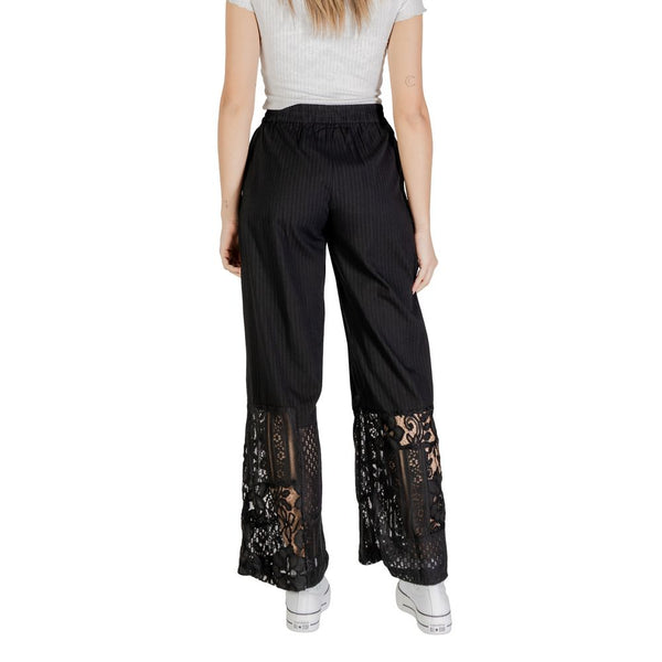 ICHI Black Cotton Pant