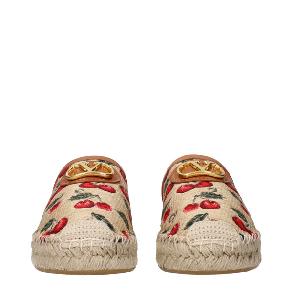 Valentino Garavani Beige Raffia Slippers Sandals