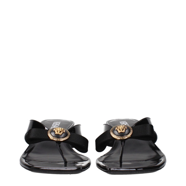 Versace Black Leather Stiletto Heels Sandals
