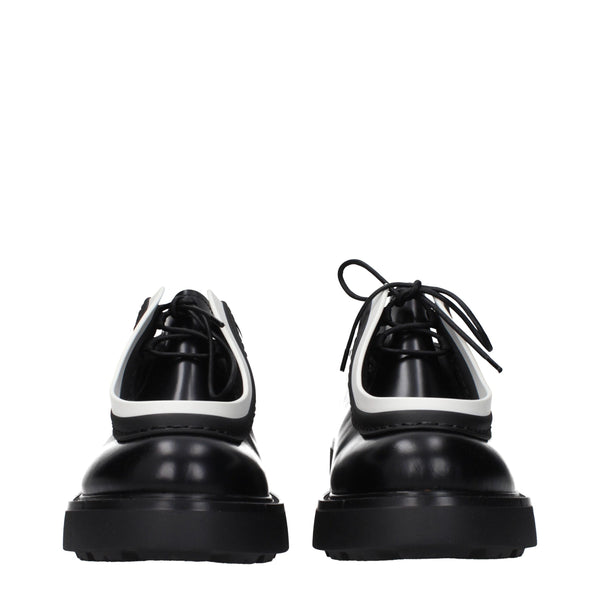 Prada Black Leather Oxfords And Derbies