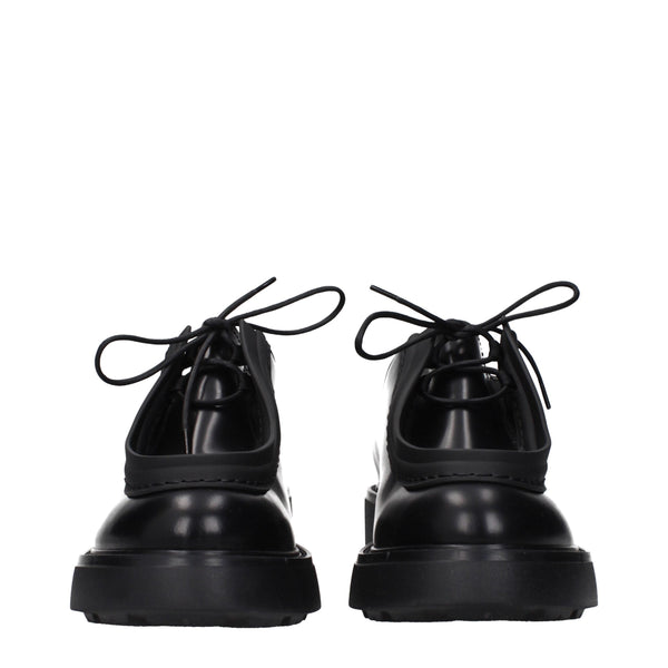 Prada Black Leather Oxfords And Derbies