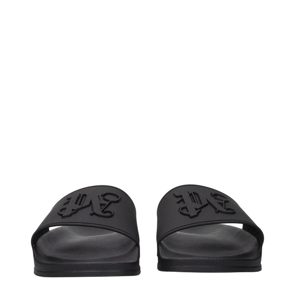 Palm Angels Black Cotton Slippers Sandals