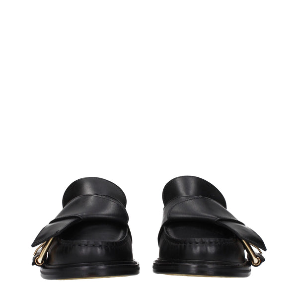 Moschino Black Leather Slip-On Loafers