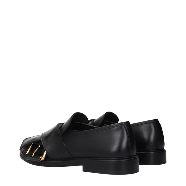 Moschino Black Leather Slip-On Loafers