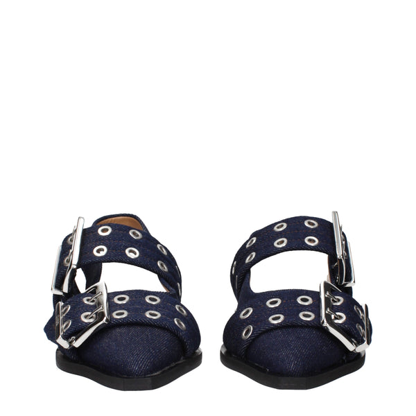 Ganni Blue Fabric Flat Sandals