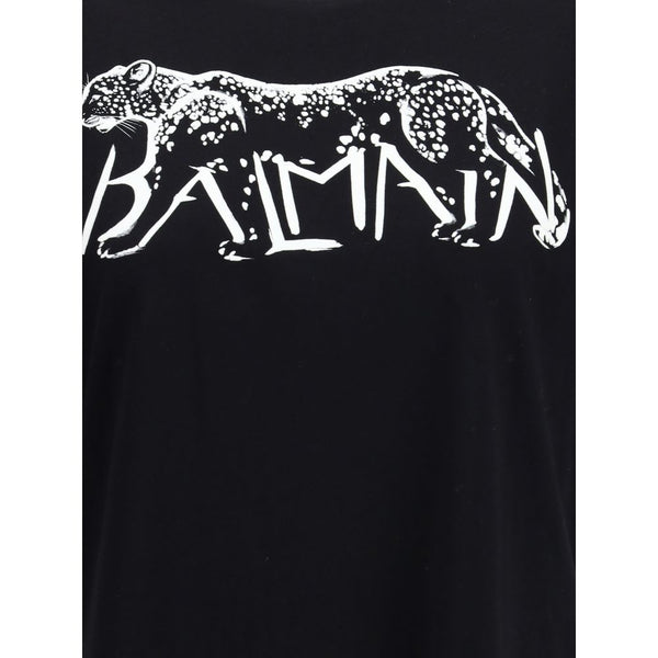 Balmain T-shirt with Leopard Print