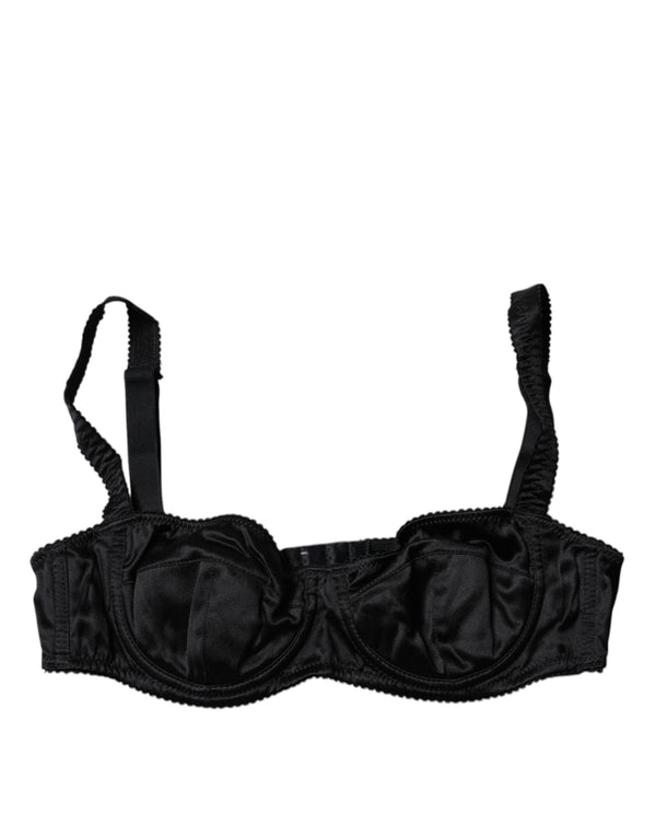Dolce & Gabbana Black Silk Semi-Pad Balconette Bra Underwear