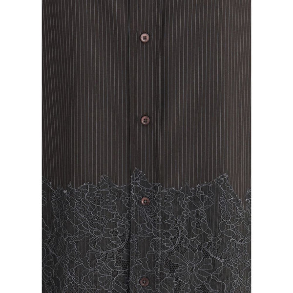 Fendi Pinstripe Wool and Lace Shirt