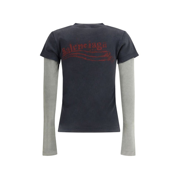 Balenciaga Washed Crayon Political Double-Sleeve T-Shirt