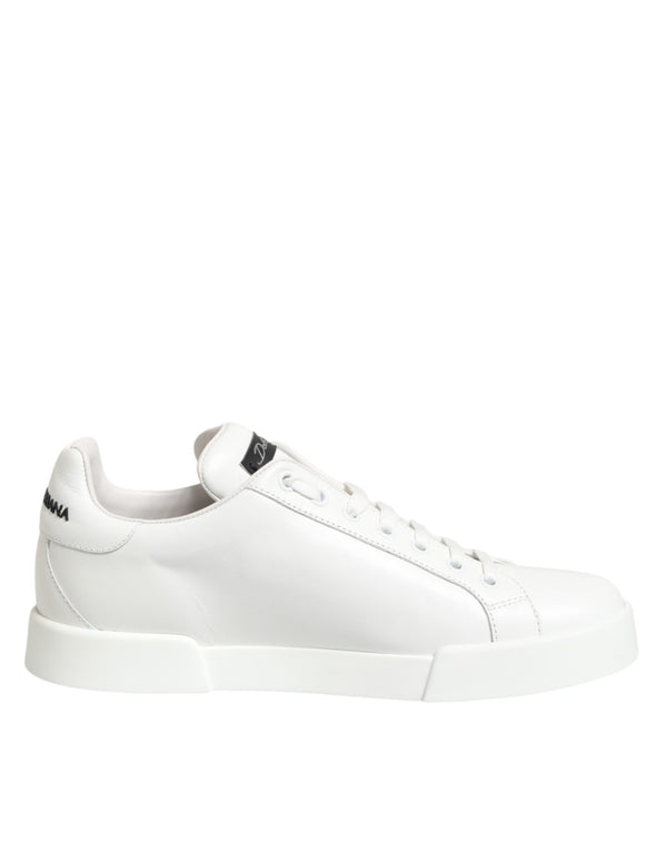 Dolce & Gabbana White Leather #DGFamily Casual Sneakers Shoes
