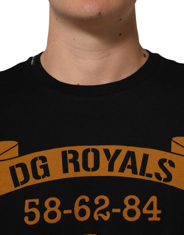 Dolce & Gabbana Black DG Royals Cotton Crew Neck Men T-shirt