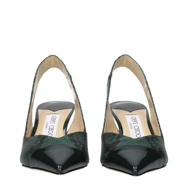 Jimmy Choo Green Leather High Heel Pumps
