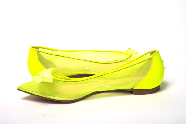 Christian Louboutin Fluro Yellow Flat Point Toe -kenkä