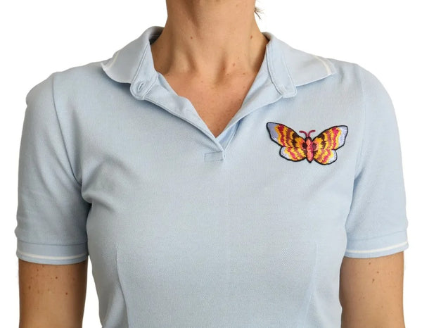 Dolce & Gabbana Blue Butterfly Polo T-shirt Cotton Top