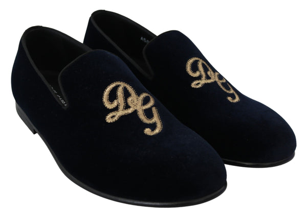 Dolce & Gabbana Elegant Blue Embroidered Loafers