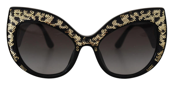 Dolce &amp; Gabbana Black Gold Sequin Butterfly Polarisoidut DG4326 aurinkolasit