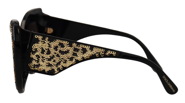 Dolce &amp; Gabbana Black Gold Sequin Butterfly Polarisoidut DG4326 aurinkolasit