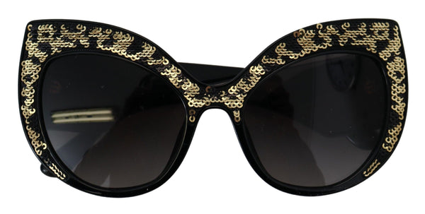 Dolce &amp; Gabbana Black Gold Sequin Butterfly Polarisoidut DG4326 aurinkolasit