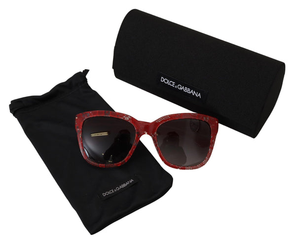 Dolce &amp; Gabbana punaiset pitsi-asetaattisuorakulmiovarjostimet DG4226F