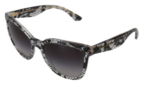 Dolce &amp; Gabbana Black Lace White Acetate Runkosävyt DG4190 Aurinkolasit