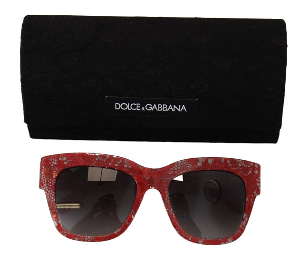 Dolce &amp; Gabbana punaiset pitsi-asetaattisuorakulmiovarjostimet DG4231 aurinkolasit