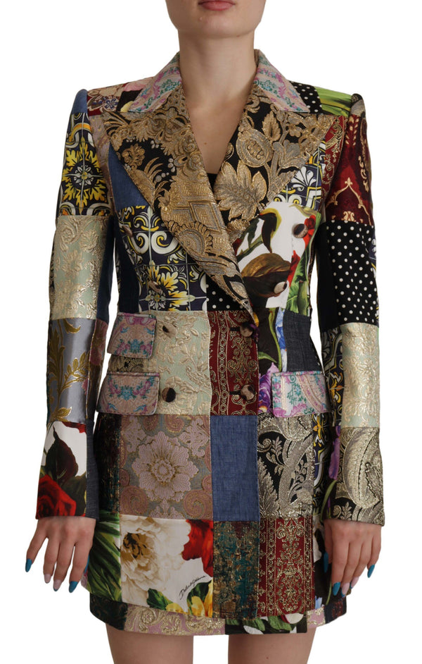 Dolce &amp; Gabbana monivärinen kaksirivinen patchwork jacquard-bleiseri